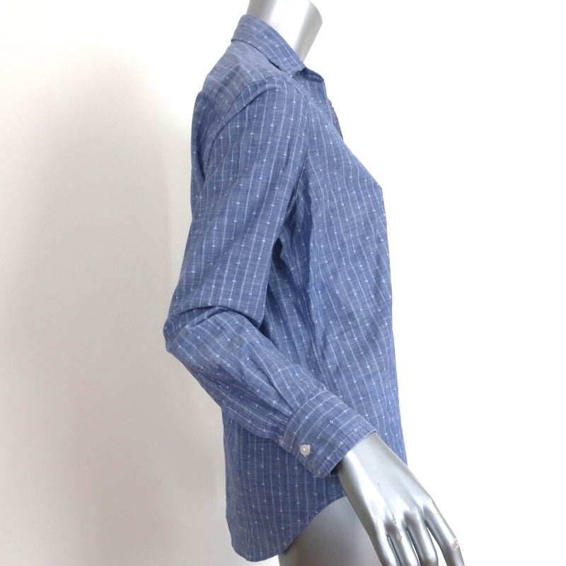 Frank &amp; Eileen Eileen Button-Up Shirt Blue Pinstripe Chambray Size Extra Small - Celebrity Owned