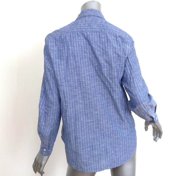 Frank &amp; Eileen Eileen Button-Up Shirt Blue Pinstripe Chambray Size Extra Small - Celebrity Owned