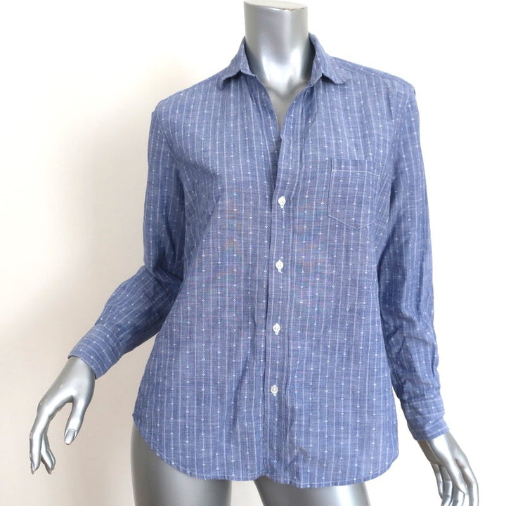 Frank &amp; Eileen Eileen Button-Up Shirt Blue Pinstripe Chambray Size Extra Small - Celebrity Owned