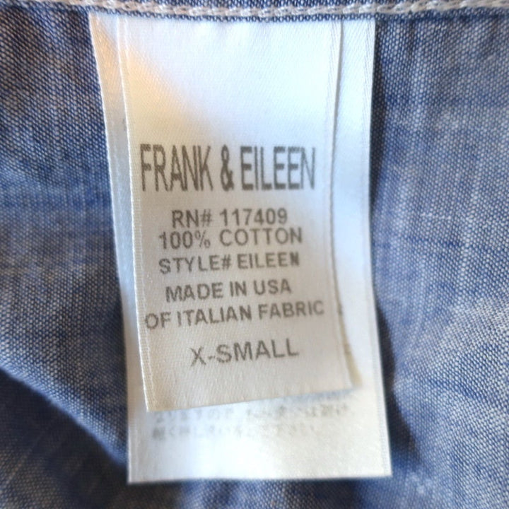 Frank &amp; Eileen Eileen Button-Up Shirt Blue Pinstripe Chambray Size Extra Small - Celebrity Owned