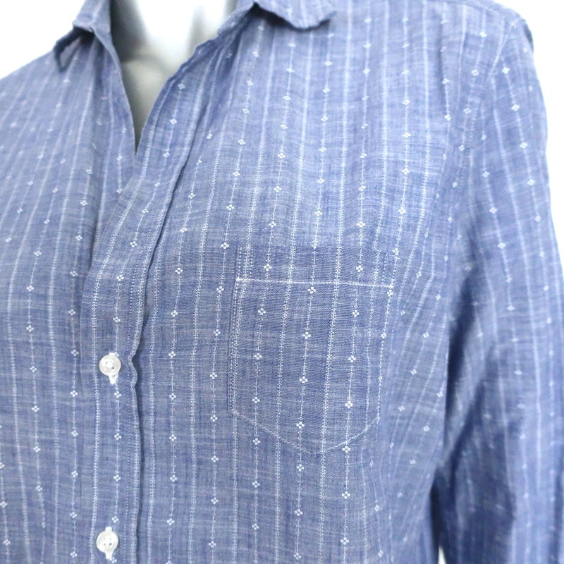 Frank &amp; Eileen Eileen Button-Up Shirt Blue Pinstripe Chambray Size Extra Small - Celebrity Owned