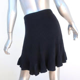 Free People Mini Skirt Solid Gold Black Ruffled Ribbed Knit Size Small - Celebrity Owned