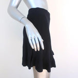 Free People Mini Skirt Solid Gold Black Ruffled Ribbed Knit Size Small - Celebrity Owned