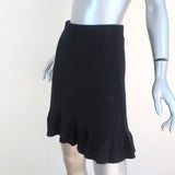 Free People Mini Skirt Solid Gold Black Ruffled Ribbed Knit Size Small - Celebrity Owned