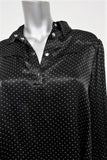 Ganni Matching Shirt & Pants Set Cameron Black Polka Dot Print Satin Size 38 NEW - Celebrity Owned