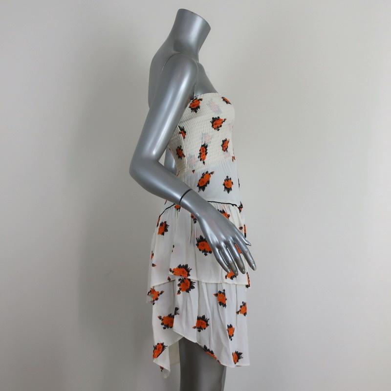 Ganni Strapless Mini Dress or Midi Skirt White Roseburg Printed Crepe Size 36 - Celebrity Owned