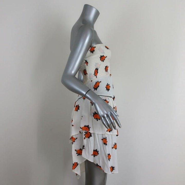 Ganni Strapless Mini Dress or Midi Skirt White Roseburg Printed Crepe Size 36 - Celebrity Owned