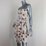 Ganni Strapless Mini Dress or Midi Skirt White Roseburg Printed Crepe Size 36 - Celebrity Owned