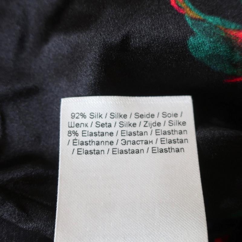 Ganni Tie-Front Midi Skirt Black Floral Print Stretch Satin Size 36 - Celebrity Owned