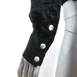 GANNI Wrap Shirt Black Crinkled Satin Size 36 Long Sleeve Blouse NEW - Celebrity Owned