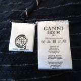 Ganni Wrap Top Lynch Navy Pinstripe Seersucker Size 36 Long Sleeve Blouse - Celebrity Owned