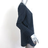 Ganni Wrap Top Lynch Navy Pinstripe Seersucker Size 36 Long Sleeve Blouse - Celebrity Owned