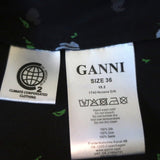 Ganni Wrap Top Nolana Black Floral Print Silk Size 36 Short Sleeve Blouse - Celebrity Owned