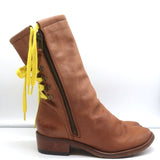 Georgina Goodman Billy Lace-Back Flat Boots Brown Leather Size 38 - Celebrity Owned