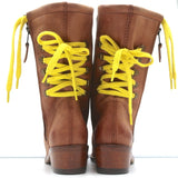 Georgina Goodman Billy Lace-Back Flat Boots Brown Leather Size 38 - Celebrity Owned