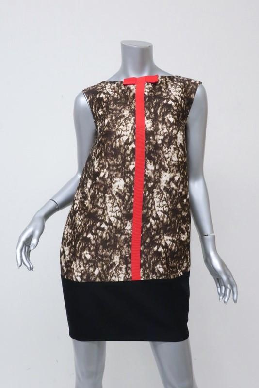 Giambattista Valli Dress Colorblock Printed Wool-Silk Size 42 Sleeveless Shift - Celebrity Owned