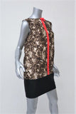 Giambattista Valli Dress Colorblock Printed Wool-Silk Size 42 Sleeveless Shift - Celebrity Owned