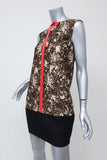 Giambattista Valli Dress Colorblock Printed Wool-Silk Size 42 Sleeveless Shift - Celebrity Owned