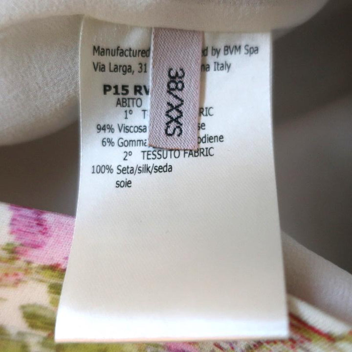 Giambattista Valli Dress Ivory Floral Print Crepe Size 38 Short Sleeve Shift - Celebrity Owned