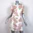 Giambattista Valli Dress Ivory Floral Print Crepe Size 38 Short Sleeve Shift