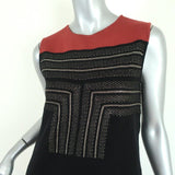 Giambattista Valli Dress Leopard-Trim Black & Gold Knit Size 44 Sleeveless Shift - Celebrity Owned