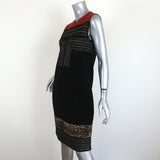 Giambattista Valli Dress Leopard-Trim Black & Gold Knit Size 44 Sleeveless Shift - Celebrity Owned