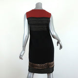 Giambattista Valli Dress Leopard-Trim Black & Gold Knit Size 44 Sleeveless Shift - Celebrity Owned