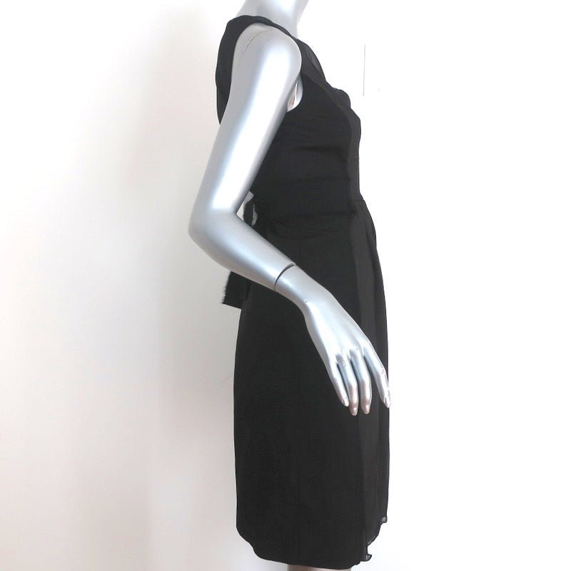 Giambattista Valli Sleeveless Dress Black Chiffon-Paneled Wool Size Ex Celebrity Owned Giambattista Valli Sleeveless Dress Black Chiffon-Paneled Wool Size Ex Celebrity Owned