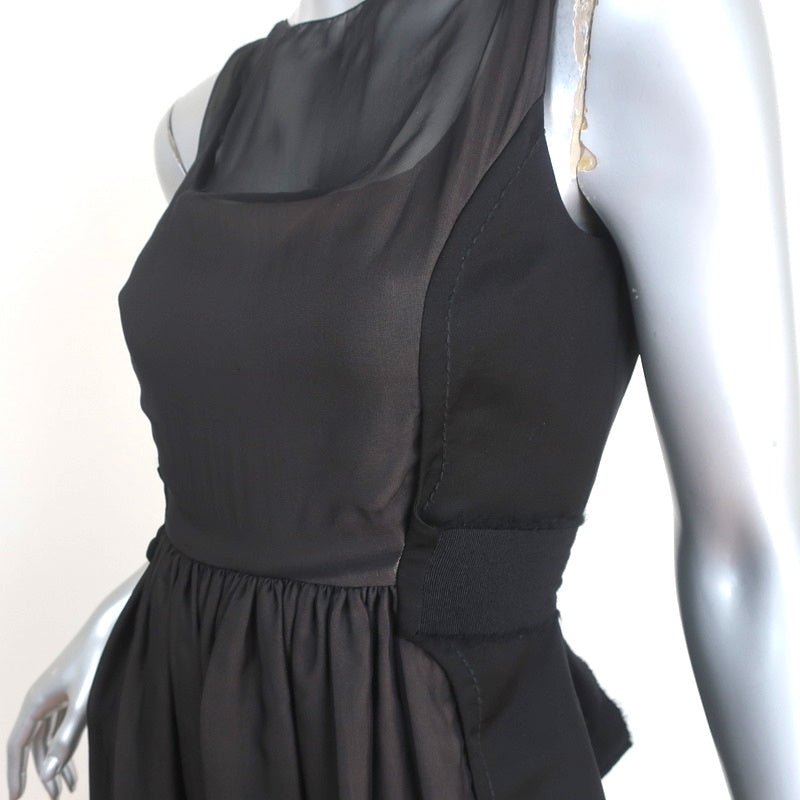 Giambattista Valli Sleeveless Dress Black Chiffon-Paneled Wool Size Ex Celebrity Owned Giambattista Valli Sleeveless Dress Black Chiffon-Paneled Wool Size Ex Celebrity Owned