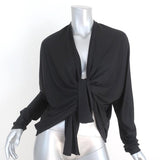 Giambattista Valli Tie-Front Top Black Silk Jersey Size 40 Long Sleeve Blouse - Celebrity Owned