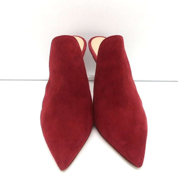 Gianvito Rossi Aramis Mules Red Suede Size 39 Pointed Toe Heels - Celebrity Owned