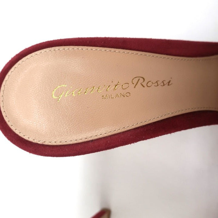 Gianvito Rossi Aramis Mules Red Suede Size 39 Pointed Toe Heels - Celebrity Owned