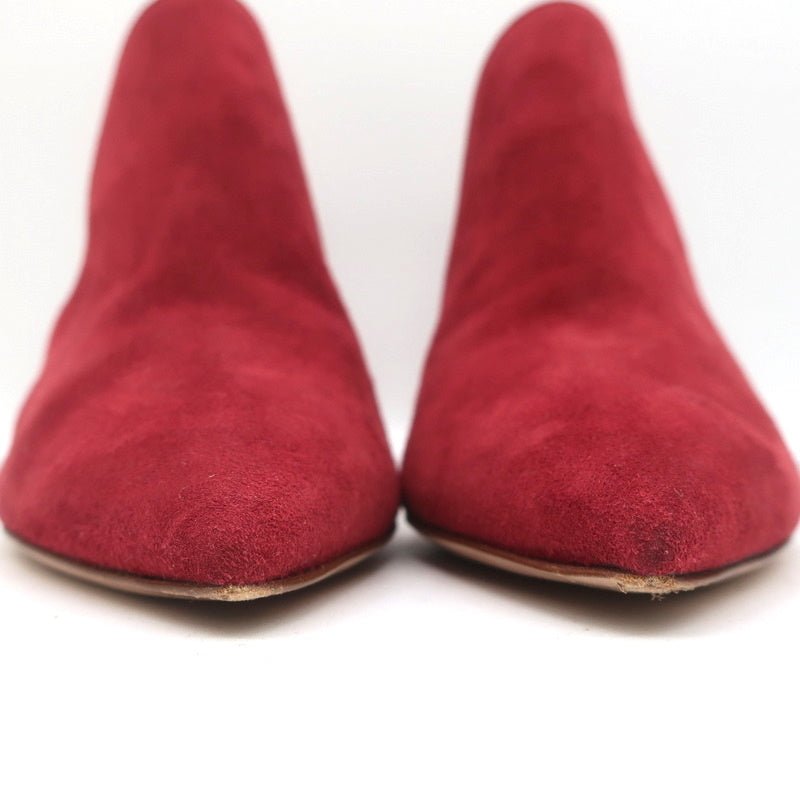 Gianvito Rossi Aramis Mules Red Suede Size 39 Pointed Toe Heels - Celebrity Owned
