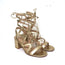 Gianvito Rossi Artemis Lace-Up Sandals Gold Metallic Leather Size 37 Block Heel