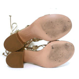 Gianvito Rossi Artemis Lace-Up Sandals Gold Metallic Leather Size 37 Block Heel - Celebrity Owned