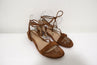 Gianvito Rossi Cherry Ankle-Tie Sandals Brown Suede Size 37.5 Slingback Flats