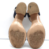 Gianvito Rossi Cork Sandals Rikki Navy Suede Size 36 Ankle Strap Mid-Heel - Celebrity Owned