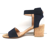 Gianvito Rossi Cork Sandals Rikki Navy Suede Size 36 Ankle Strap Mid-Heel - Celebrity Owned