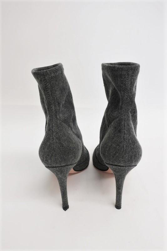 Gianvito Rossi Elite Sock Boot Gray Stretch Denim Size 36 Pointed