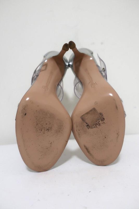 Gianvito Rossi Gabby Plexi Sandals Clear PVC &amp; Silver Leather Size 36.5 - Celebrity Owned