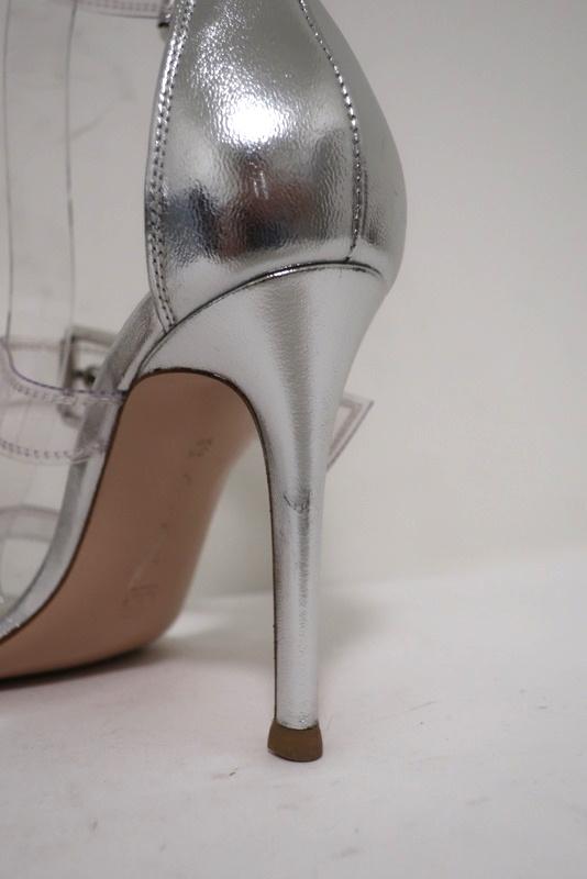 Gianvito Rossi Gabby Plexi Sandals Clear PVC &amp; Silver Leather Size 36.5 - Celebrity Owned