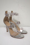 Gianvito Rossi Gabby Plexi Sandals Clear PVC & Silver Leather Size 36.5 - Celebrity Owned
