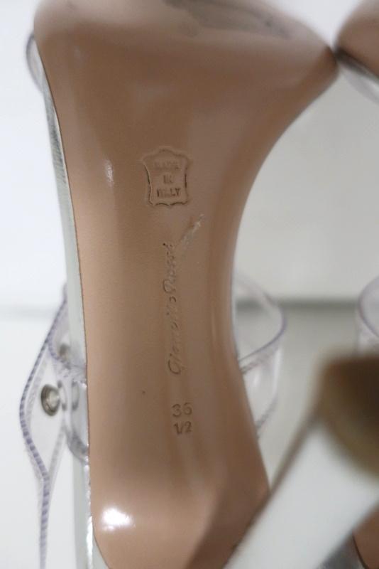 Gianvito Rossi Gabby Plexi Sandals Clear PVC &amp; Silver Leather Size 36.5 - Celebrity Owned