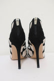 Gianvito Rossi Geometric Cutout Booties Black Suede & White Leather Size 36.5 - Celebrity Owned