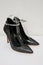 Gianvito Rossi High-Back Ankle Strap Pumps Black/Silver Metallic Suede Size 36.5