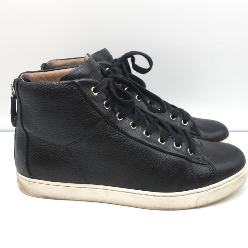 Gianvito Rossi High Top Sneakers Black Grained Leather Size 43.5 - Celebrity Owned