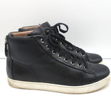 Gianvito Rossi High Top Sneakers Black Grained Leather Size 43.5 - Celebrity Owned