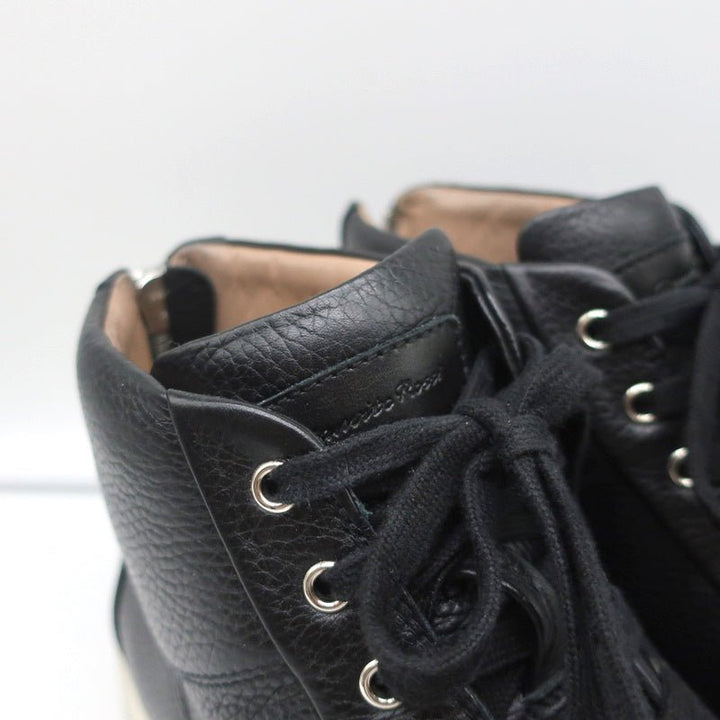 Gianvito Rossi High Top Sneakers Black Grained Leather Size 43.5 - Celebrity Owned
