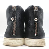 Gianvito Rossi High Top Sneakers Black Grained Leather Size 43.5 - Celebrity Owned