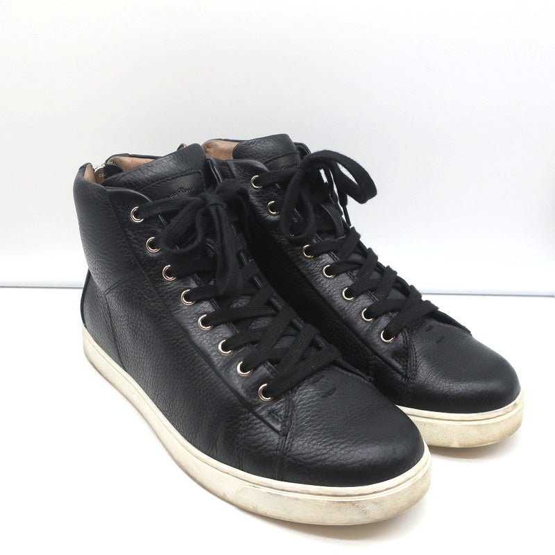 Gianvito Rossi High Top Sneakers Black Grained Leather Size 43.5 - Celebrity Owned